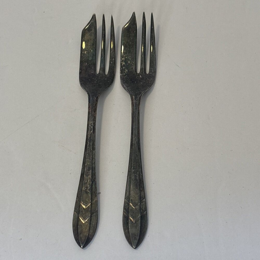 5" Sheffield England Loxley MS Ltd. EPNS Dessert/Pastry Forks Set of 2